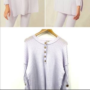 Intimately Free People Around The Clock Ribbed Henley Tunic Lavender Sweater XS